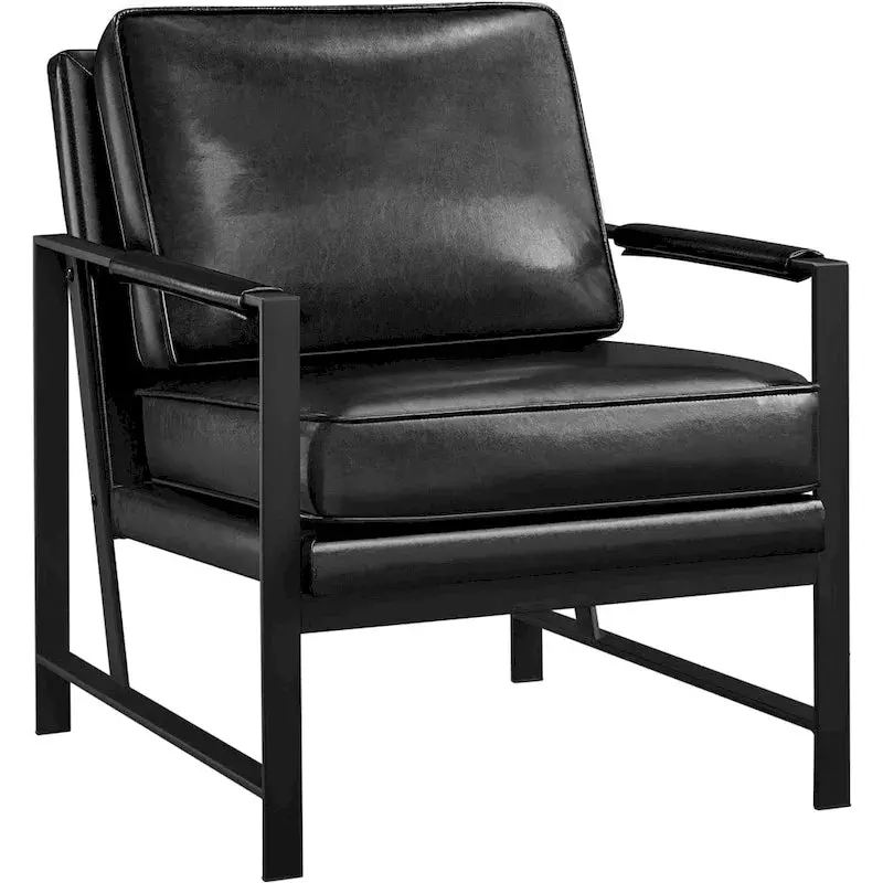 Yaheetech Retro Accent Chair – Faux Leather Lounge Seating with Mid-Century Style
