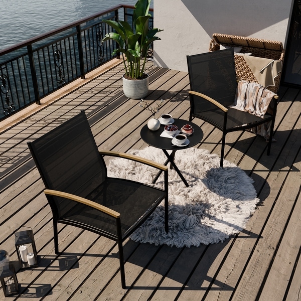 Futzca 3Piece Patio Bistro Sets,Two Chairs with Coffee Table