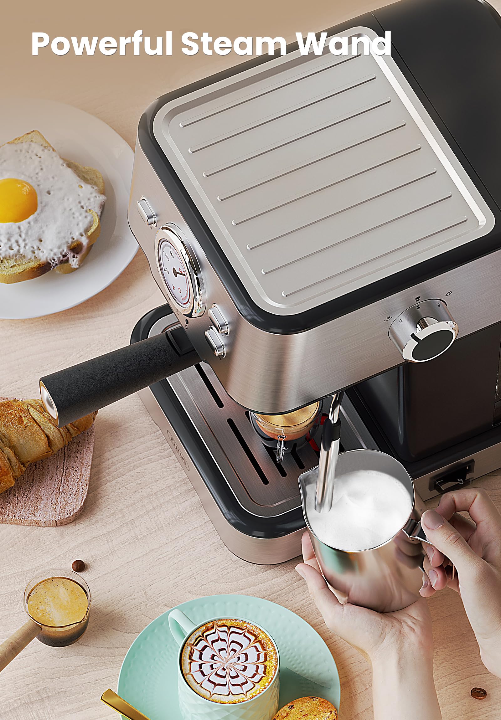 Gevi Espresso Machine with Milk Frother Steam Wand
