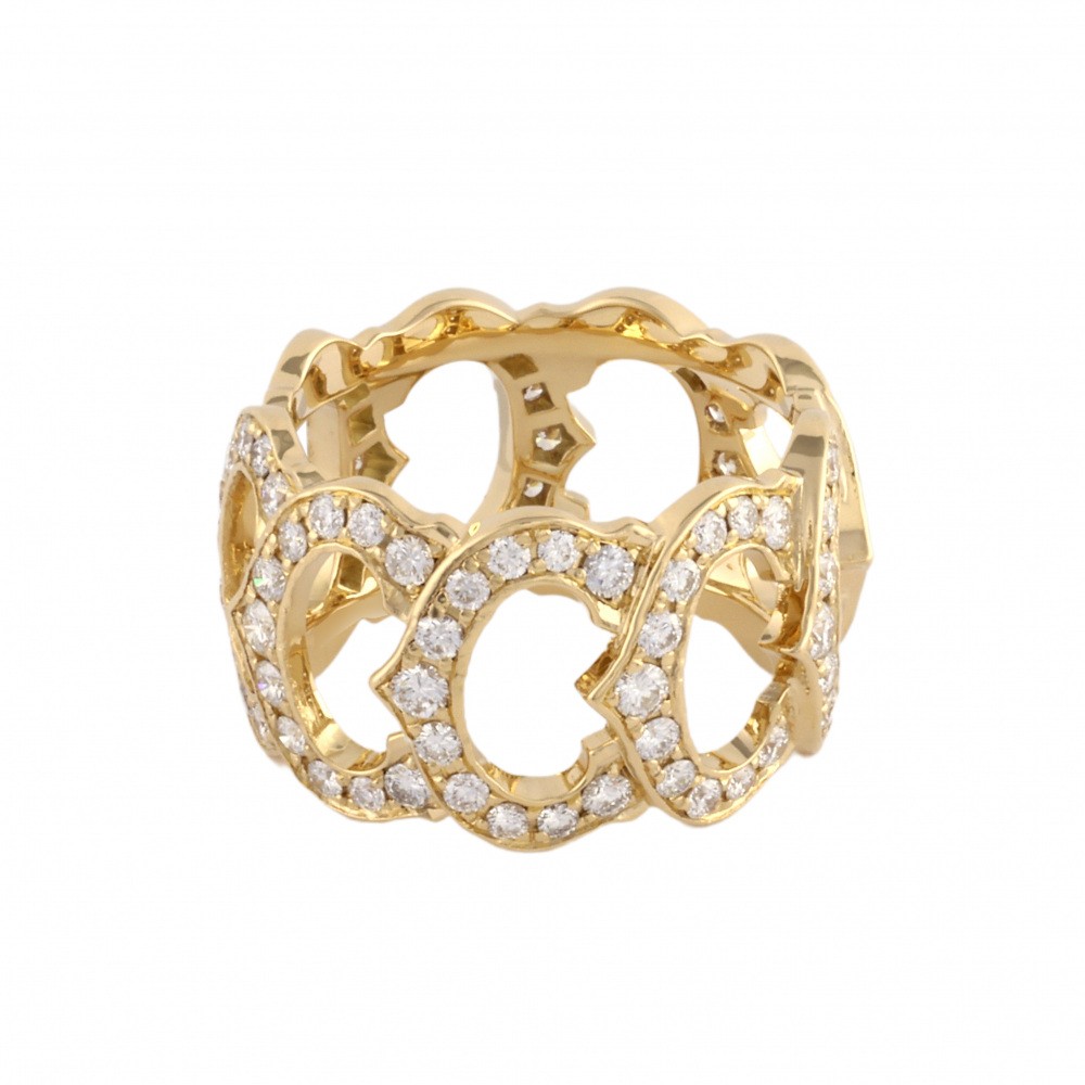Cartier C Do Full Diamond Ring 18K Yellow Gold