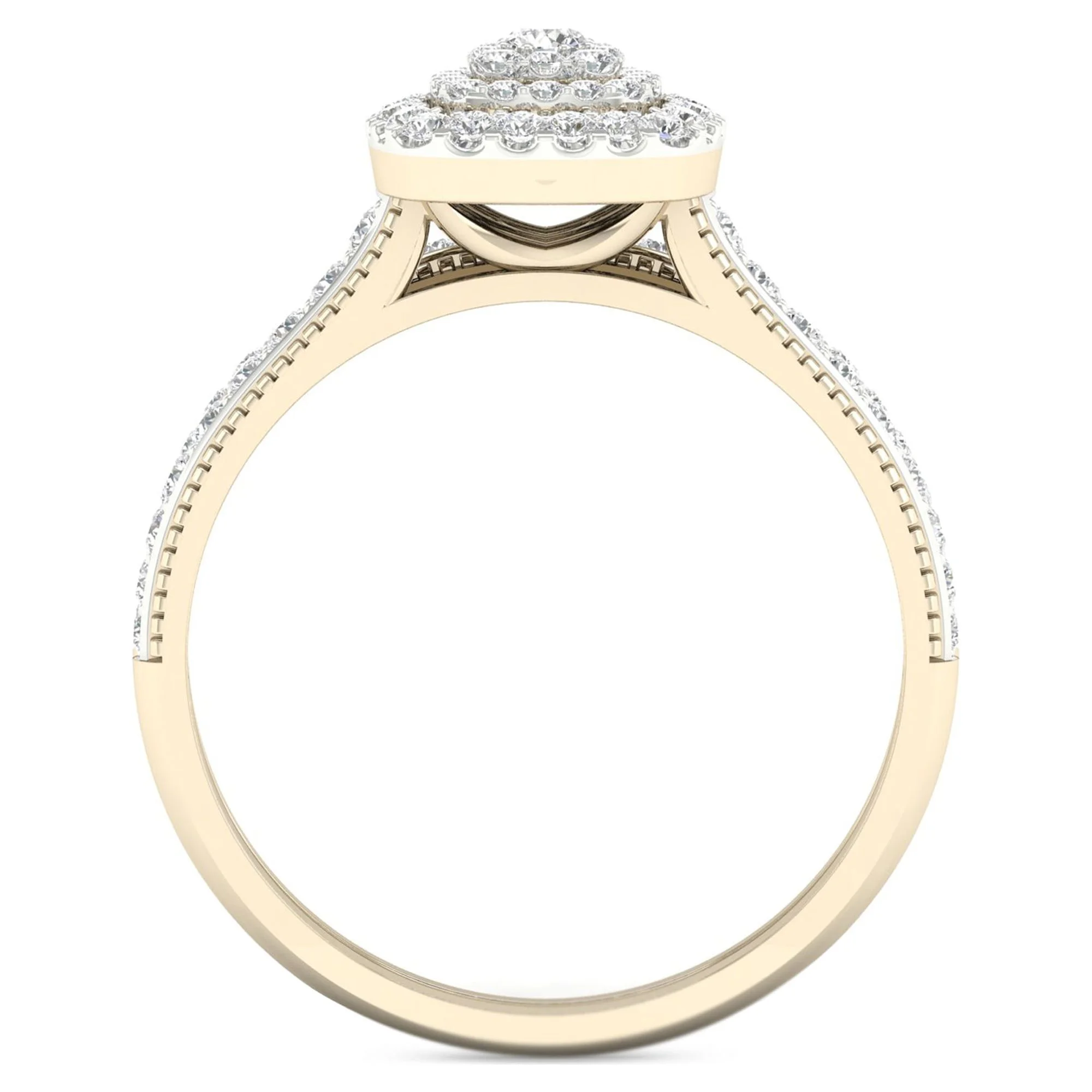 Imperial 1/2Ct TDW Diamond 10k Yellow Gold Cluster Halo Bridal Set (H-I, I2)