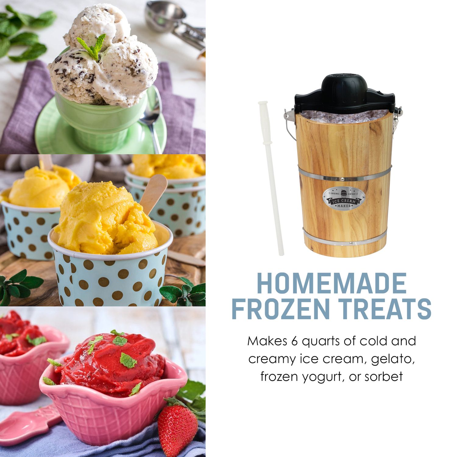 Elite 6-qt. Old-Fashioned Ice Cream Maker