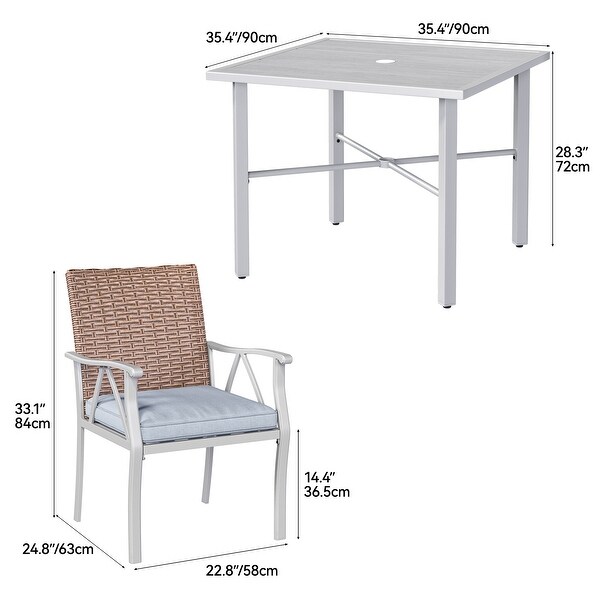Moasis 5Piece Bistro Set Patio Wicker Swivel Conversation Chairs