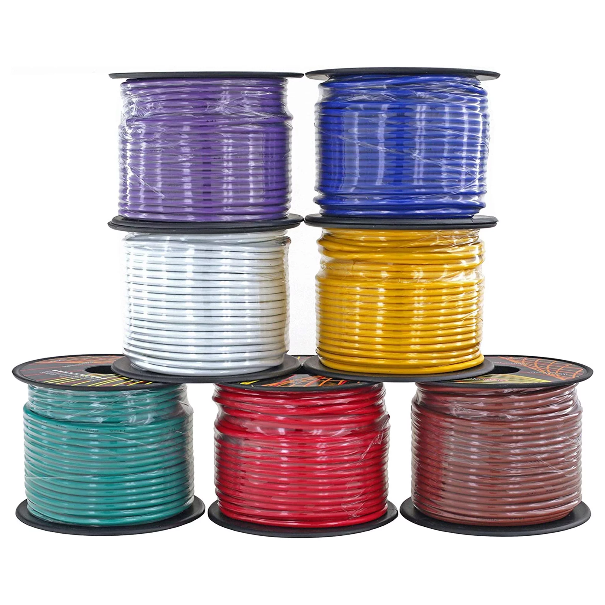 GS Power 14 Gauge General Purpose 12 Volt Wiring, 100 Feet Per Roll, 7 Pack