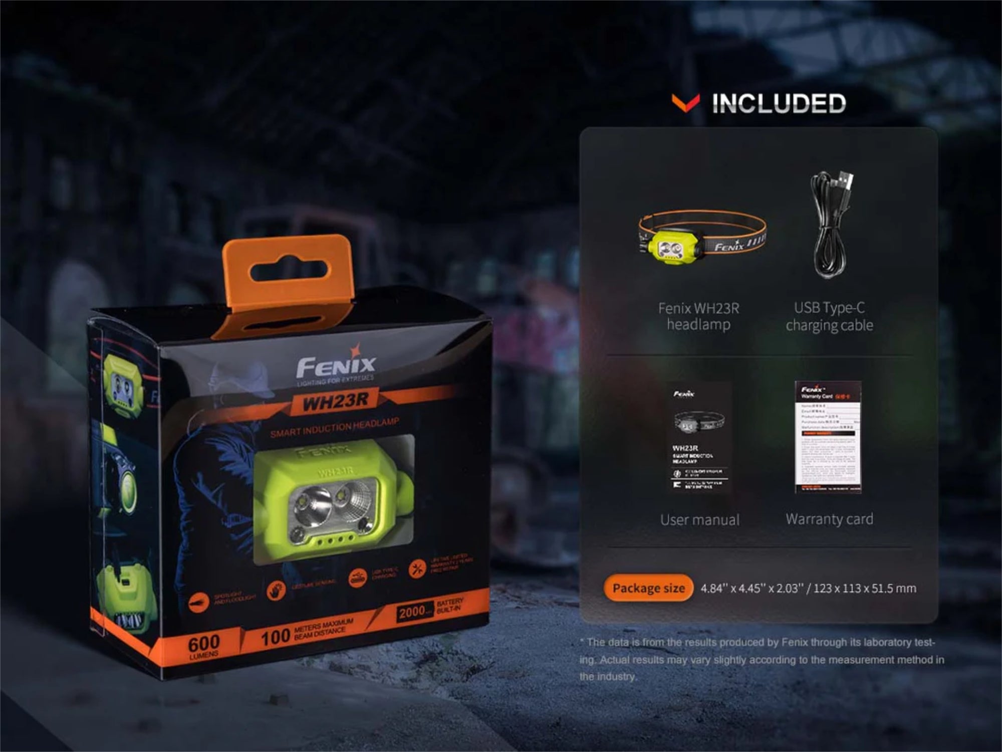Fenix WH23R Gesture Sensing Industrial Headlamp with Spot and Flood Dual Beam, with a Lumintrail USB Wall Charger