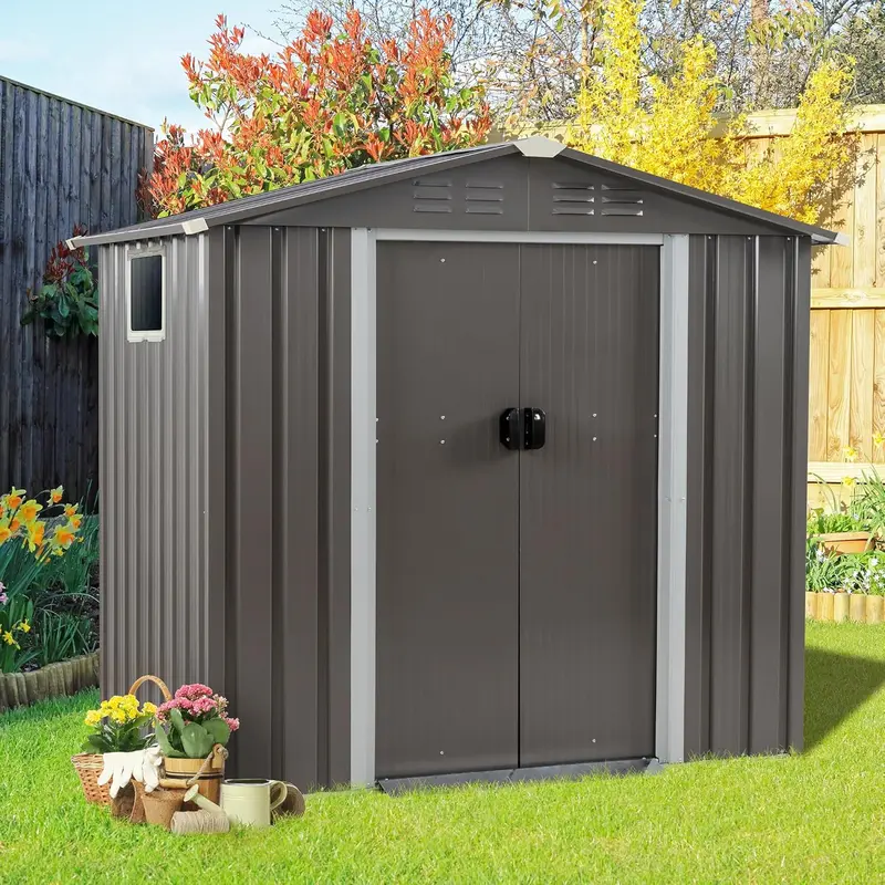 Vongrasig 5x3x6ft Compact Metal Garden Shed – Lockable Clearance Storage Unit