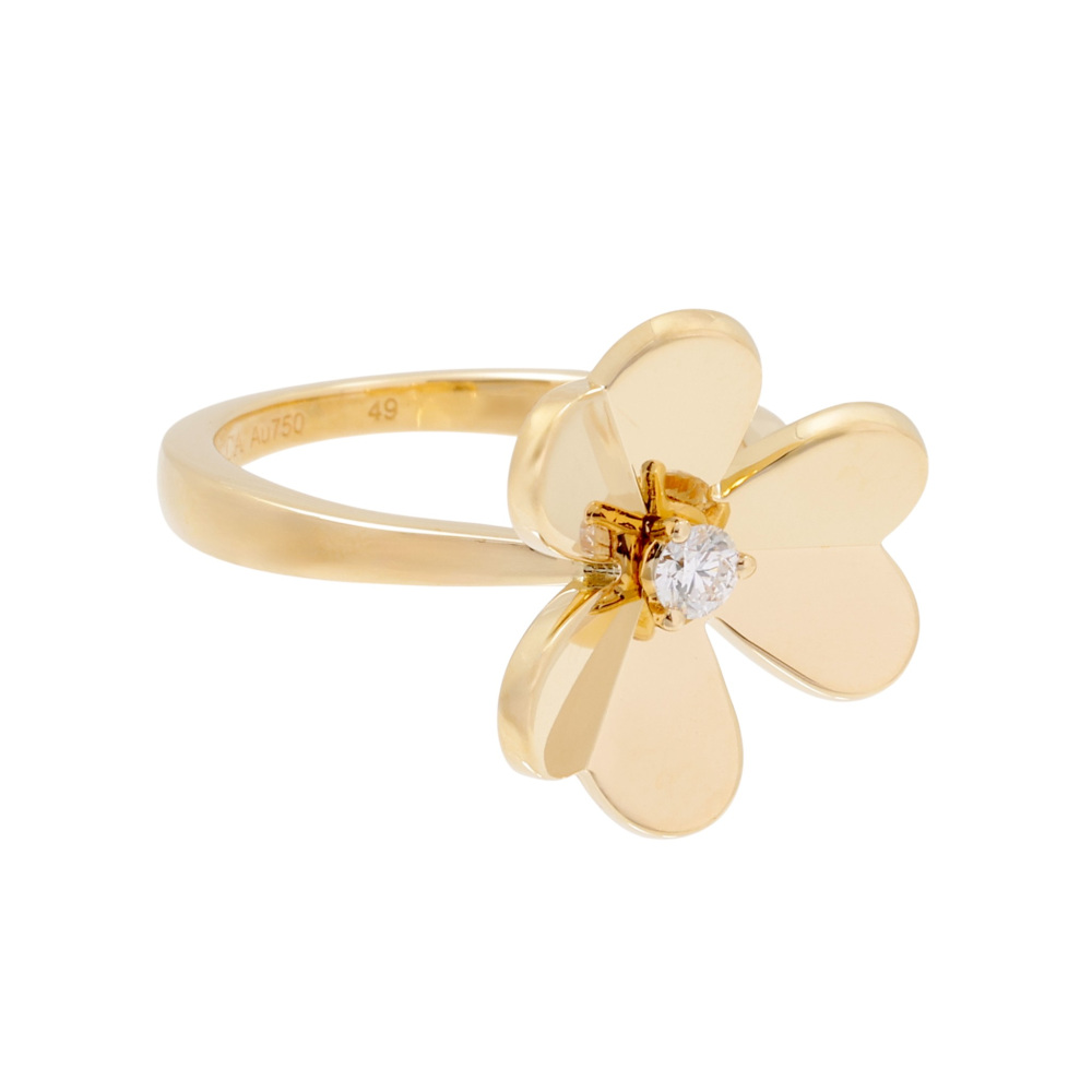 Van Cleef & Arpels Frivole Ring 1 Flower 18K Yellow Gold Diamond VCARP2DS00