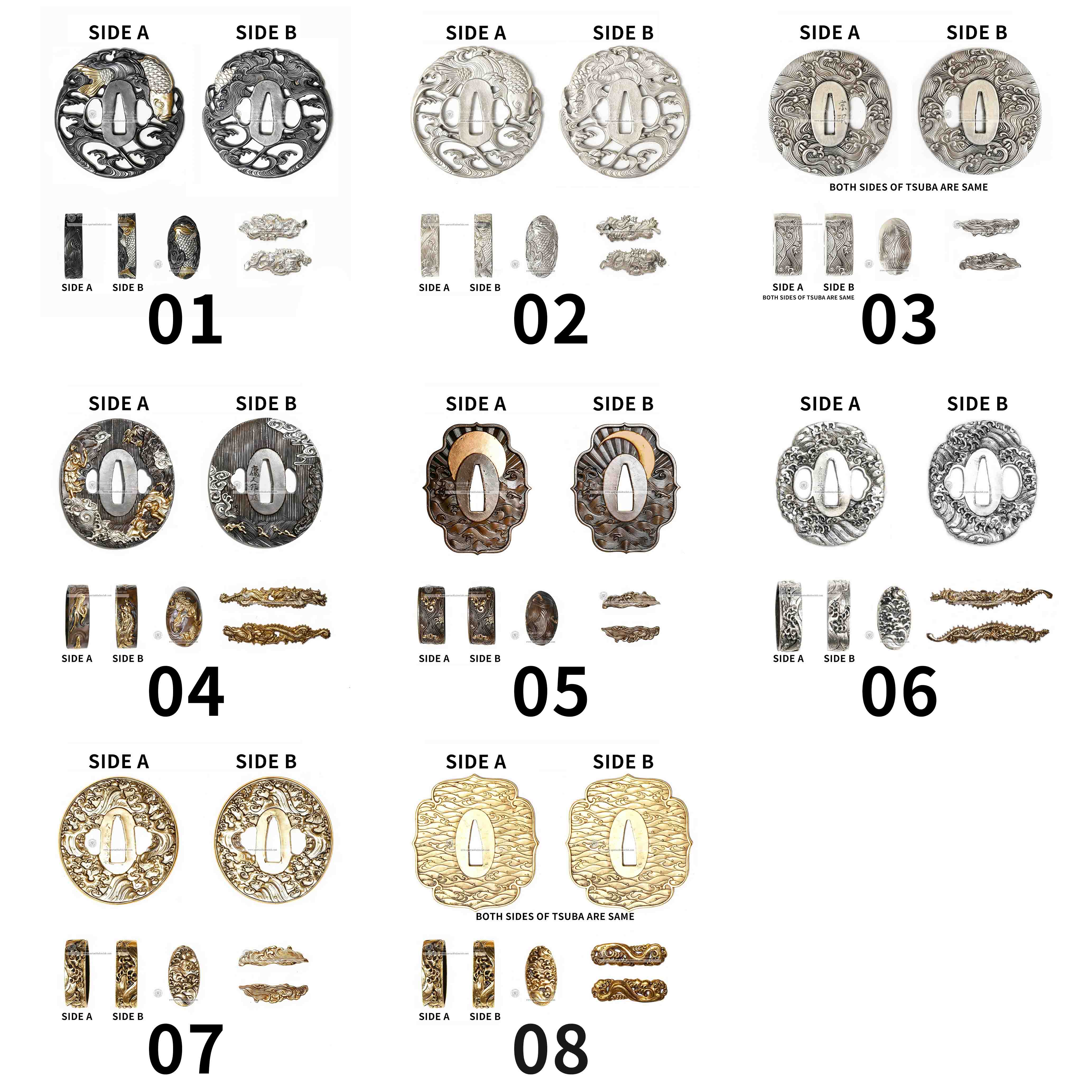 Custom Your Katana | Waves | Complete Set Fittings (Brass Gilded) | Spartan Blades Club | CHEN'S SWORDS 1892 - Spartan Blades Club - 陳氏劍莊1892