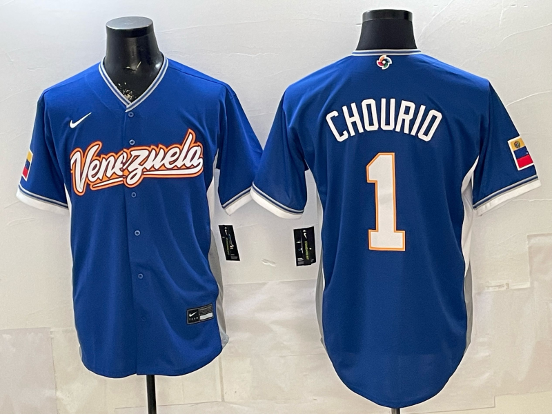 Men's Venezuela Baseball Jackson Chourio #1 Royal 2026 World Baseball Classic Stadium Jersey