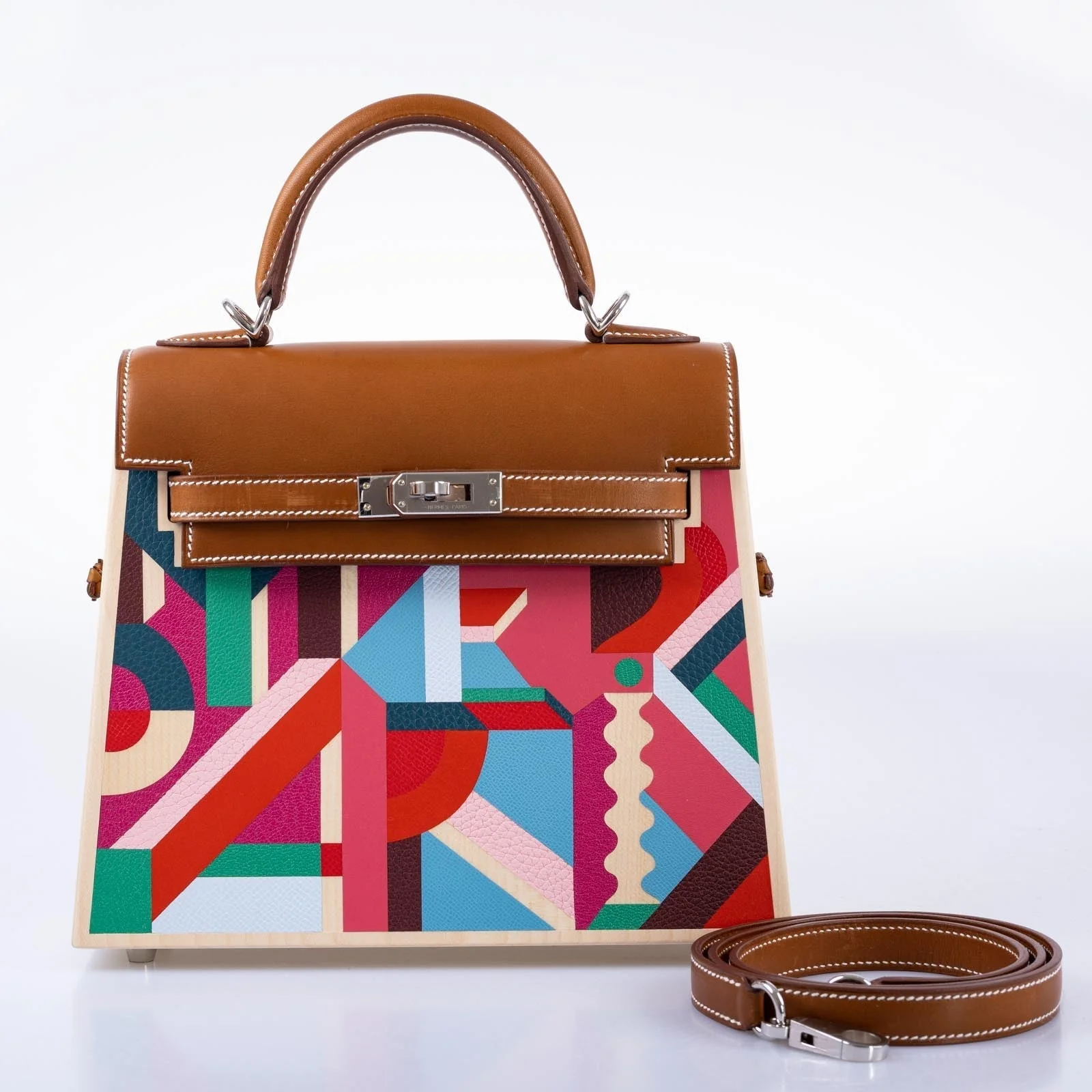 Hermès Kelly Picnic Kellywood Perspective Cavalière Wood Barenia Palladium Hardware