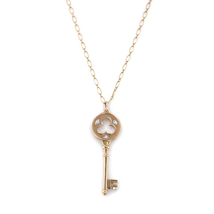 Tiffany & Co. Key Necklace 18K Yellow Gold Diamond
