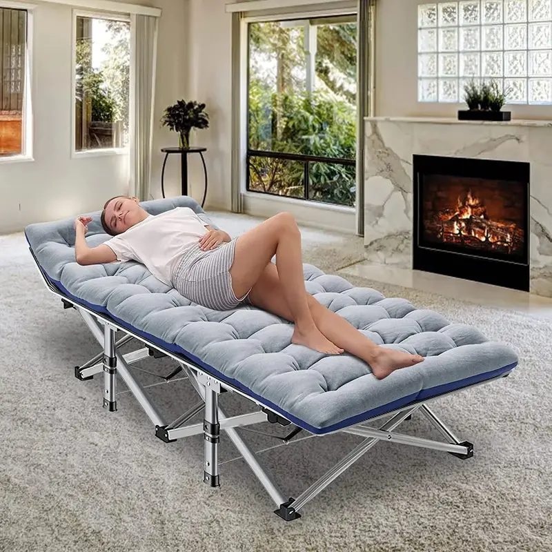SLY Folding Camping Cot – 2-Pack with Dual-Firmness 3.3″ Mattress & Carry Bag