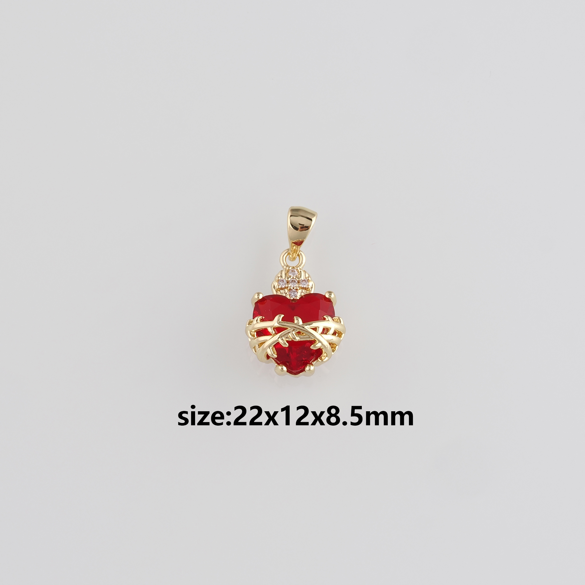 18K Gold Filled Heart Pendant,CZ Micro Pave Heart Charm Earrings Necklace for DIY Jewelry Making Supply