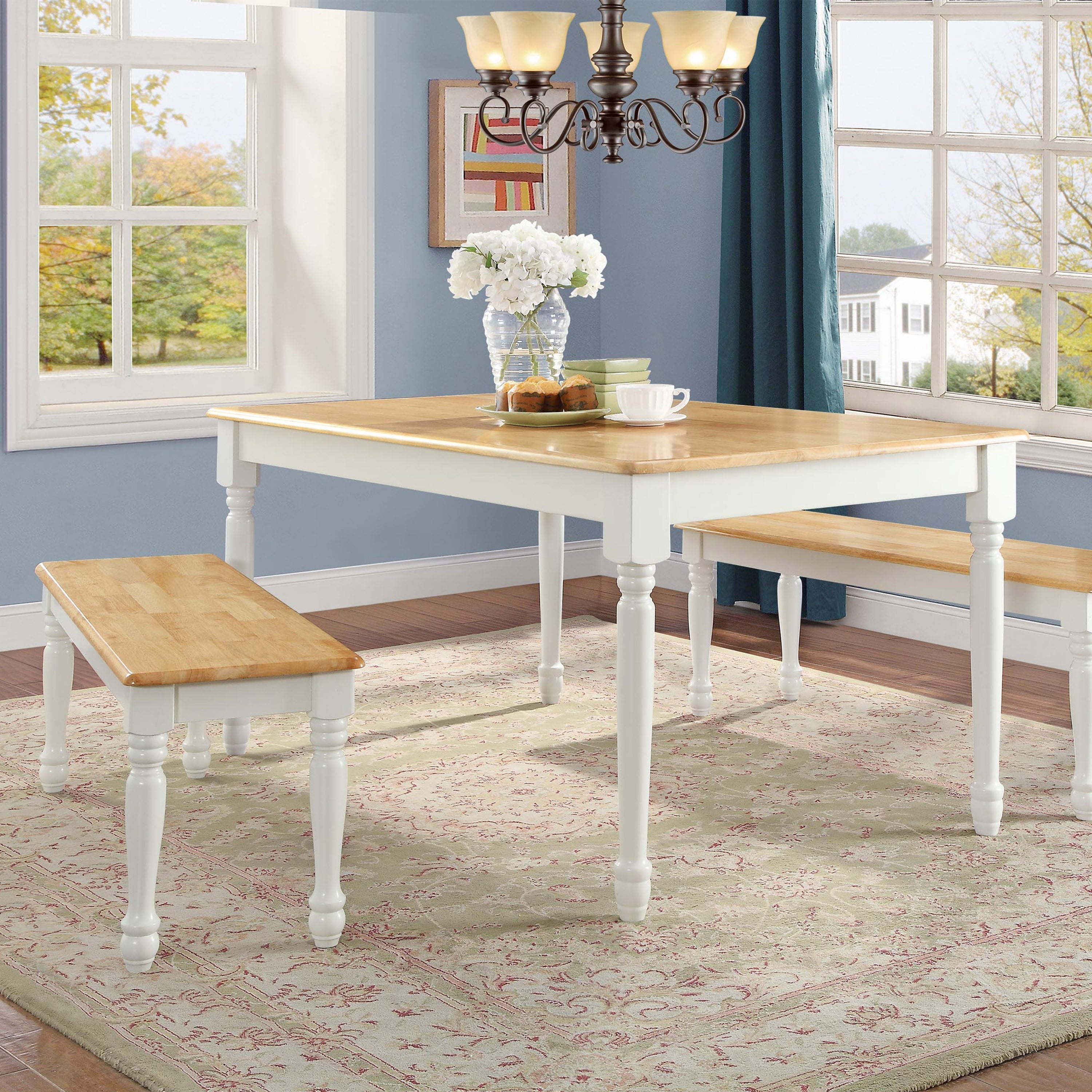 Better Homes and Gardens Autumn Lane Farmhouse Solid Wood Dining Bench and Natural Finish