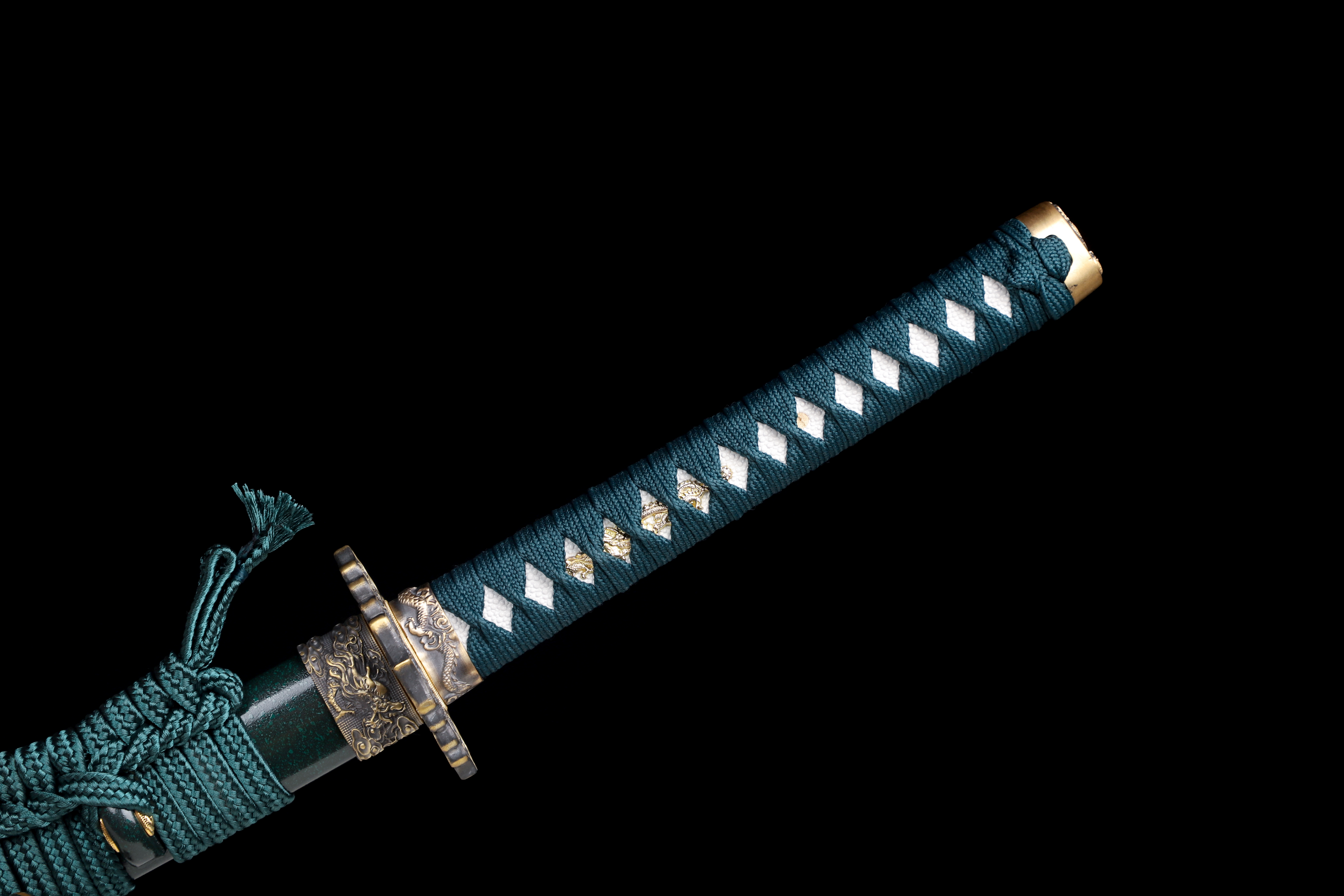 Handmade Katana 9260 Spring Steel Blue Edge Dragon Tsuba Full Tang