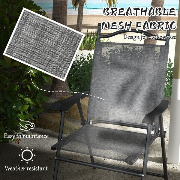 Outsunny Folding Patio Chairs,Set of 4 Camping Chairs with Armrests