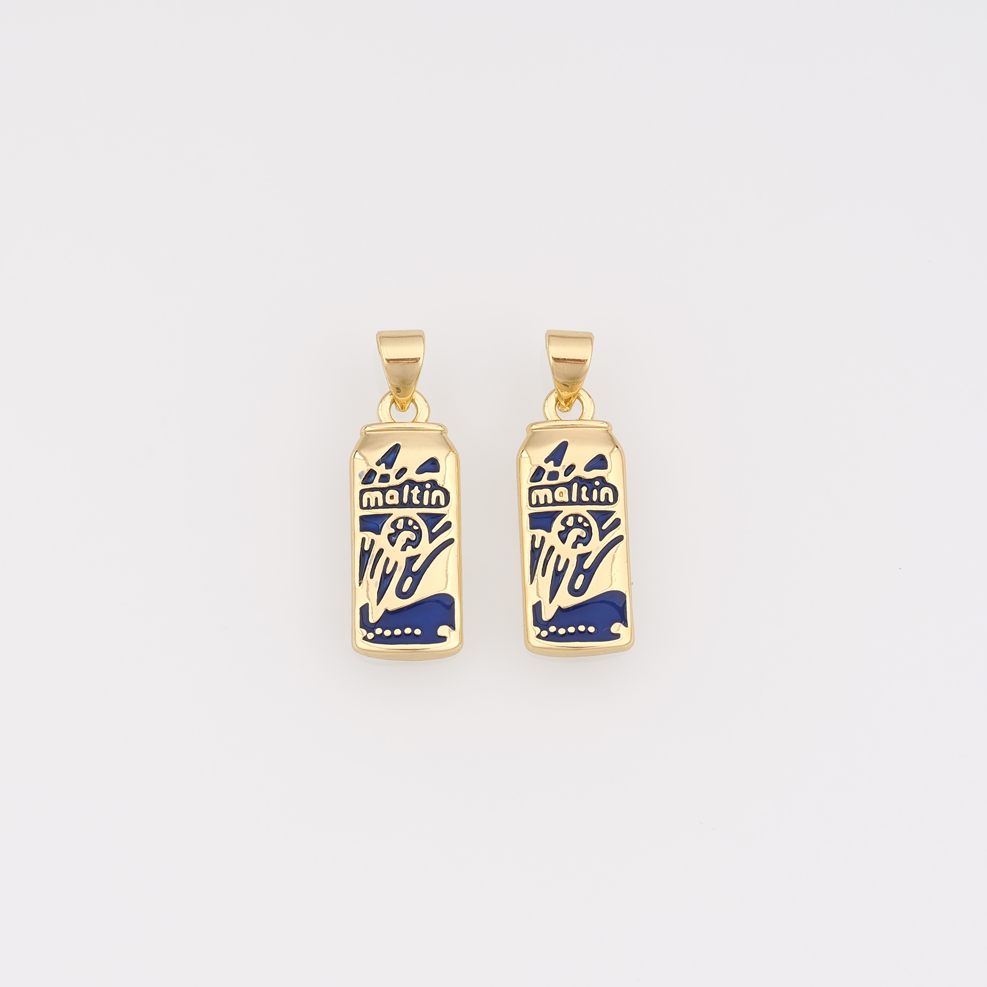 18K Gold Filled Beer Pendant,Enamel Soda Can Charm Earrings Necklace for DIY Jewelry Making Supply