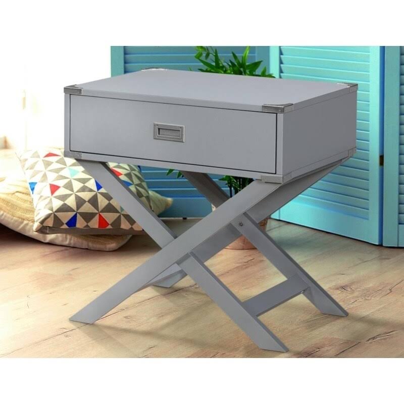 Best Master Furniture Wood Accent End Table with 1 Drawer, Grey