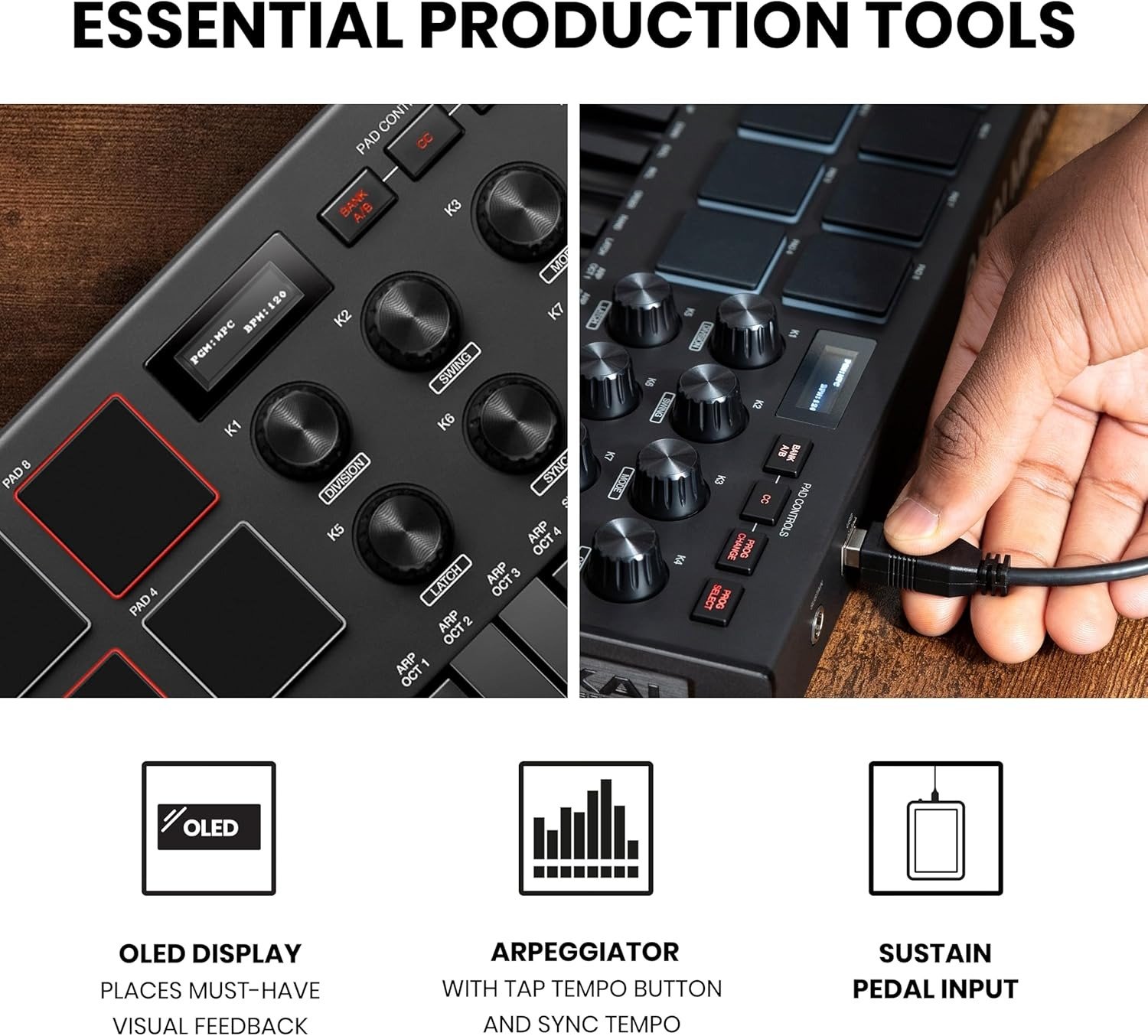 25 Key USB MIDI Keyboard Controller With 8 Backlit Drum Pads, 8 Knobs, Music Production Software and Native Instruments Sound Package (NKS Integration), Black