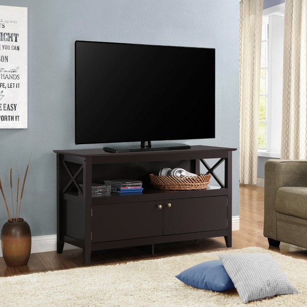 Yaheetech High Quality Tv Stand Large Display Tv Cabinet Shelf W 2 Storage Doors espresso
