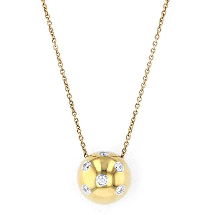 Tiffany & Co. Tiffany Dotsball PT950 K18YG Yellow Gold Necklace Platinum & 18K Yellow Gold Diamond