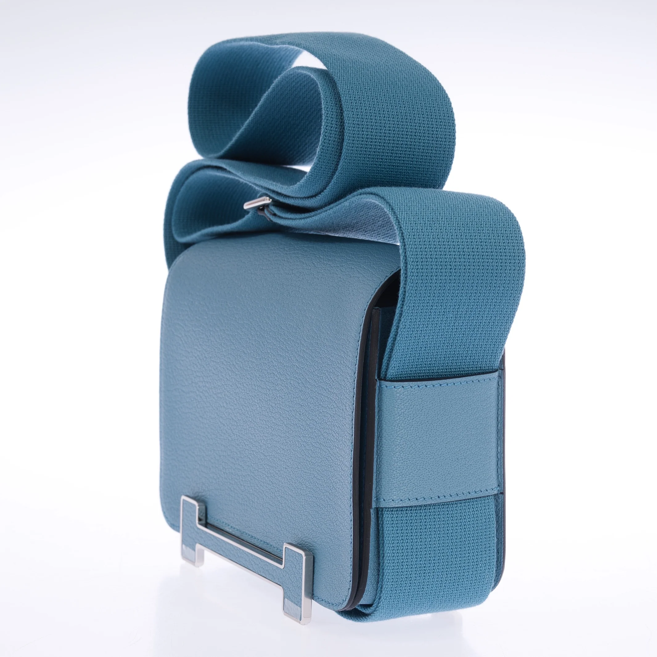 Hermès Geta Bag Blue Jean Chèvre Palladium Hardware