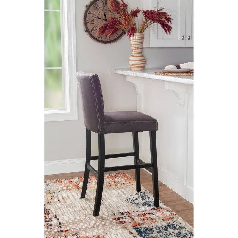 Linon Faux Leather Bar Stool, Size: Bar Height - 29-32 - Single, Black