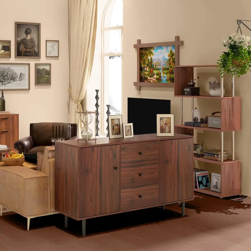Vintage-Style Kitchen Sideboard Cabinet with Cupboards, Drawers & Adjustable Shelves