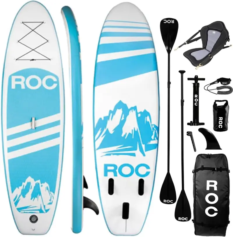 Roc All-in-One Inflatable SUP Kit – Includes Paddle, Pump, Fins & Carry Bag