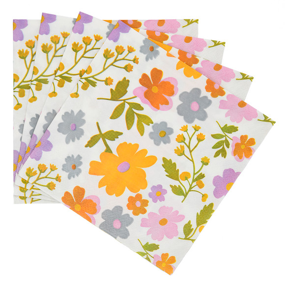 My Home 20 Servietten mit Blumen-Muster