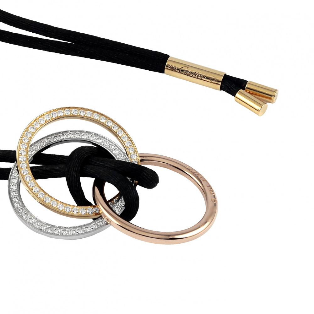 Cartier Trinity Mm Necklace Tri-Gold Diamond N3027000