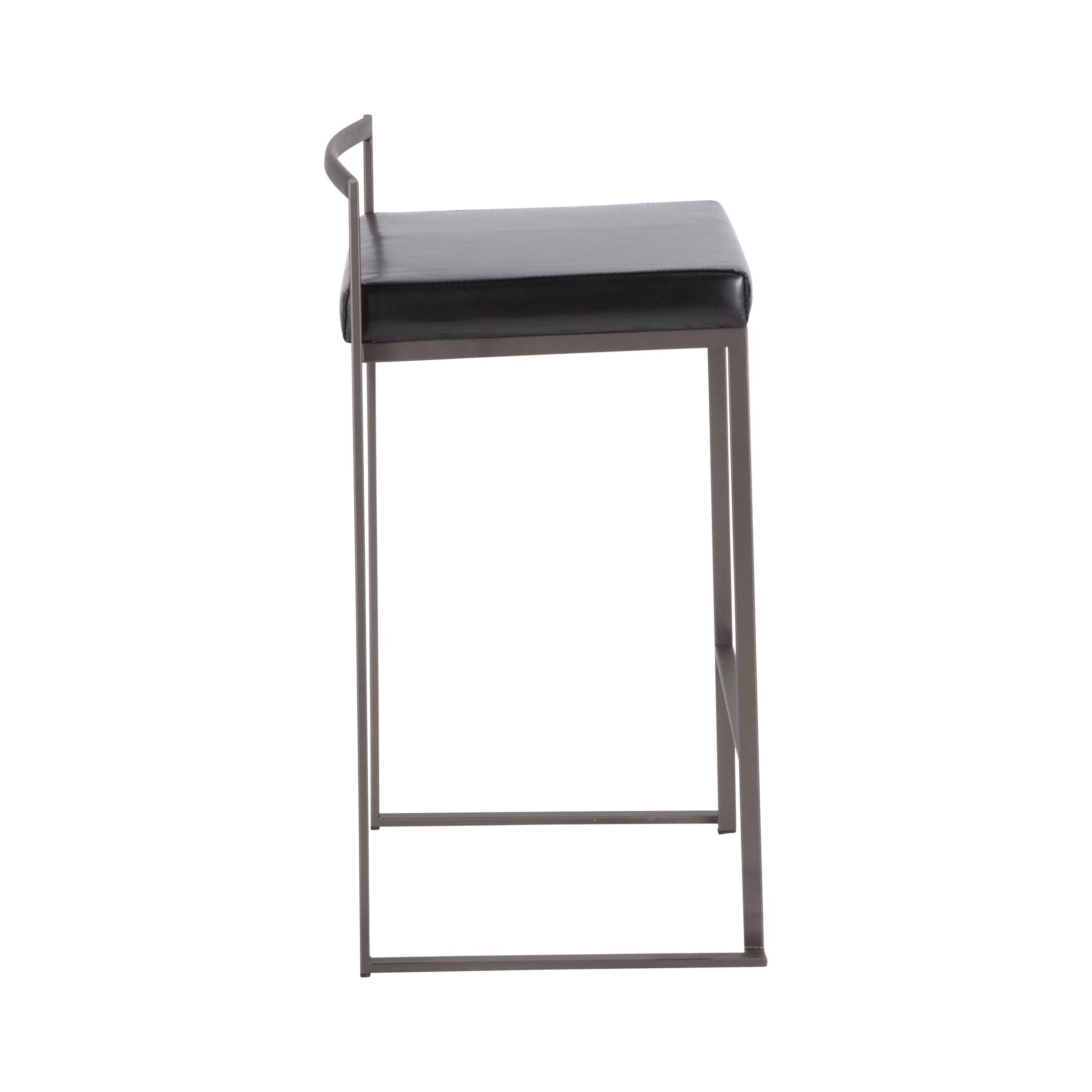 LumiSource Black Set of 2 Fuji Counter Stool Antique