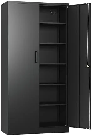 RUNFAYBIU Metal  Cabinet with Drawers  71" File Cabinets for Home Office  Locking Steel  Cabinet with Doors and Shelves for Home  Office  Warehouse  Garage  School (White  2 Drawers)