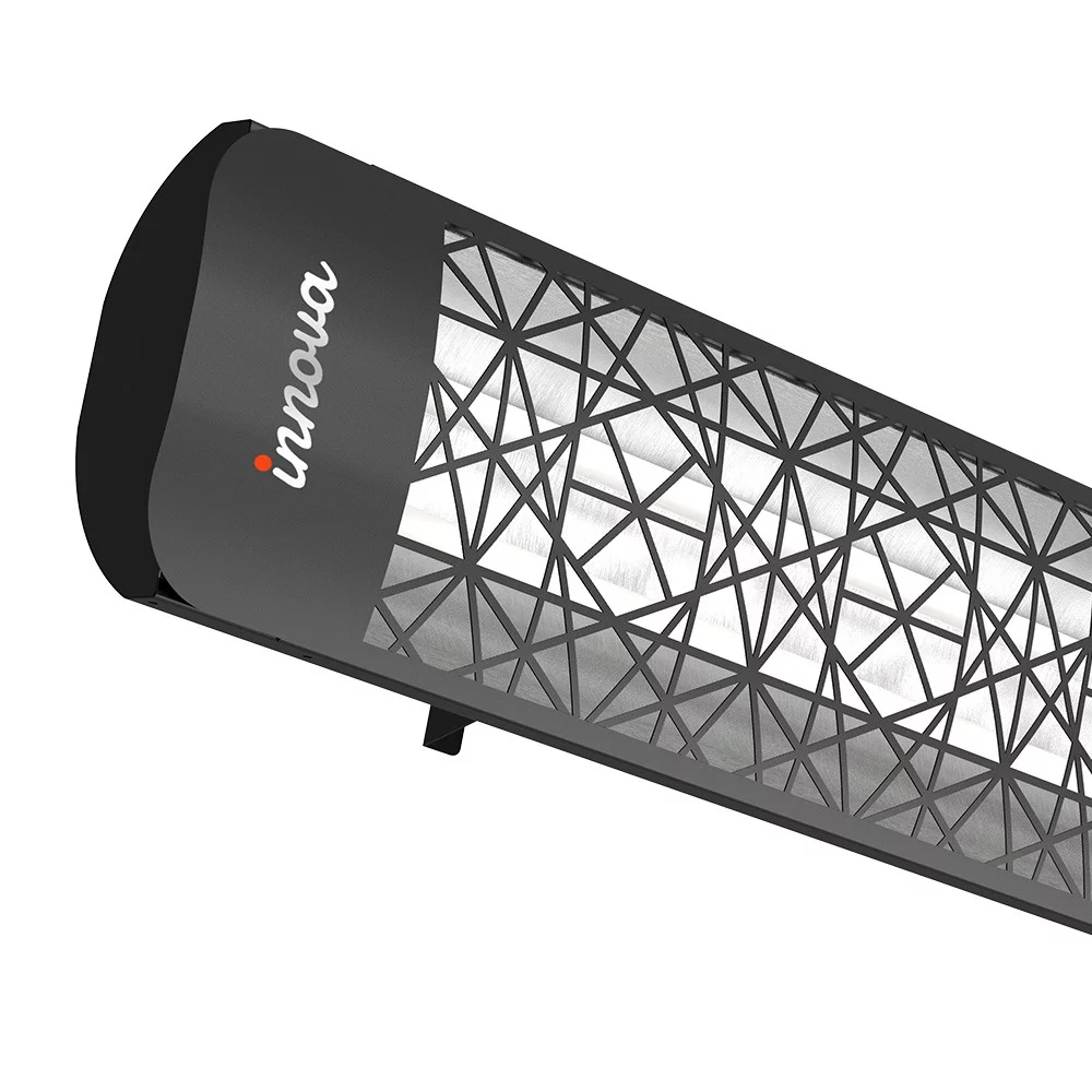 Innova-5000 Watt Electric Infrared Dual Element Heater-277 Voltage-Black Finish-Astra Decorative Fascia-Outdoor Wall Mount Electric Heater-EF50277B4