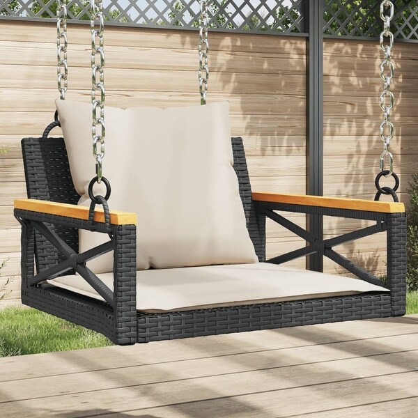 vidaXL Swing Bench Hanging Hammock Chair Outdoor Garden Furniture Poly Rattan