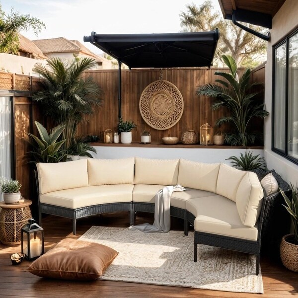 3 Piece Patio Furniture Set,Curved Outdoor Conversation Set,All Weather Sectional Sofa,Beautiful Curved Outdoor Sofa