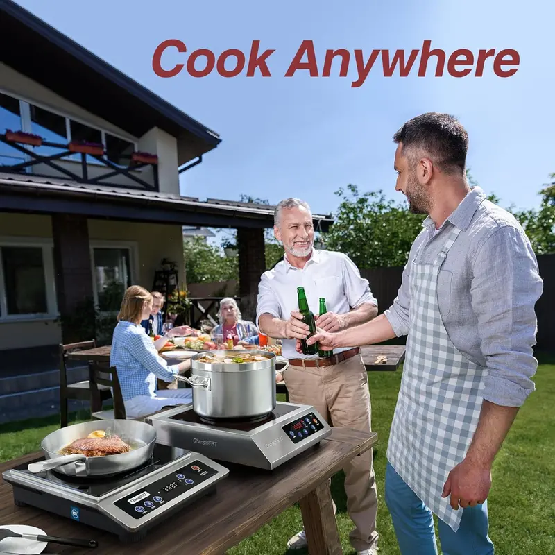 Stainless Steel Induction Cooktop – Portable 8″ Burner, High-Power Countertop Cooking
