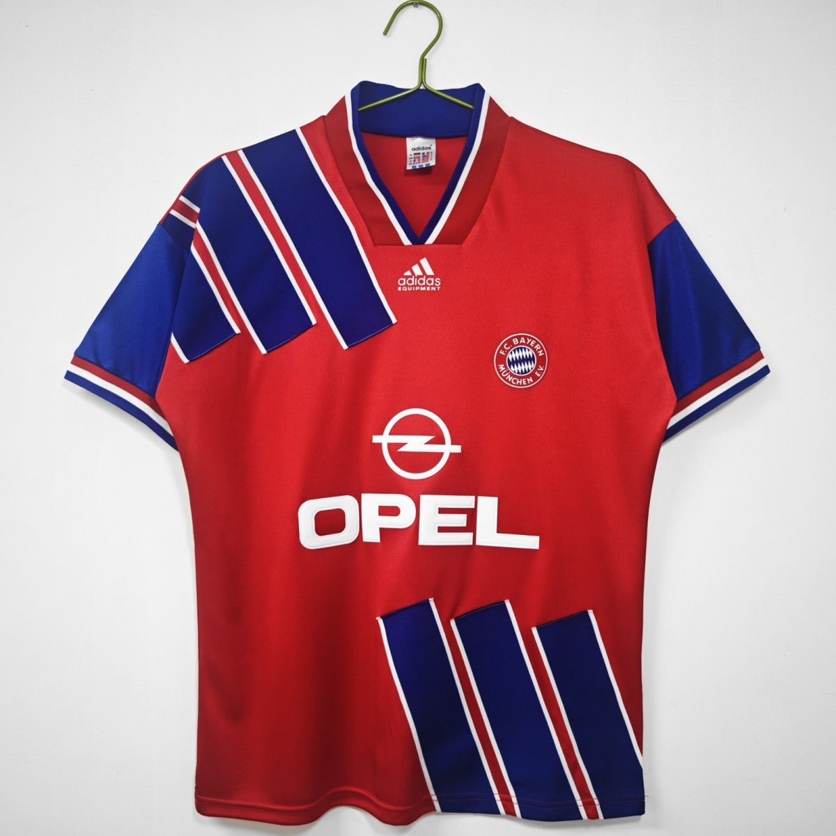 Bayern Munich 1993-95 Home Jersey – adidas Equipment Retro Red Opel Classic Kit