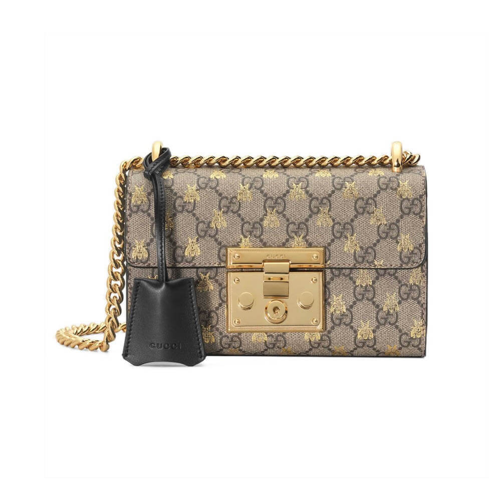 Gucci Padlock Small GG Bees Shoulder Bag