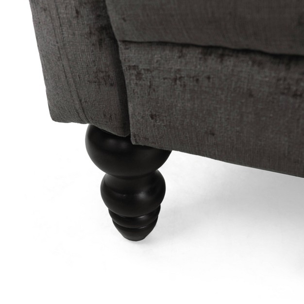 Morganton Contemporary Tufted 3 Seater Sofa Dark Charcoal dark Brown Christopher Knight Home
