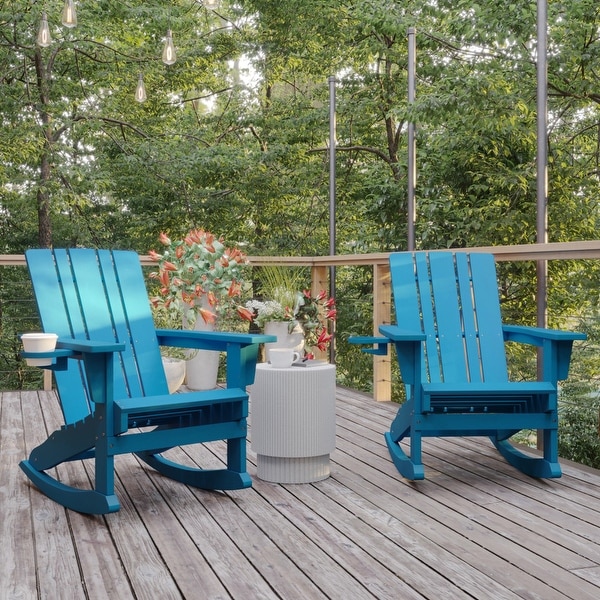 AllWeather Rocking Adirondack Chair with Swiveling Cupholder