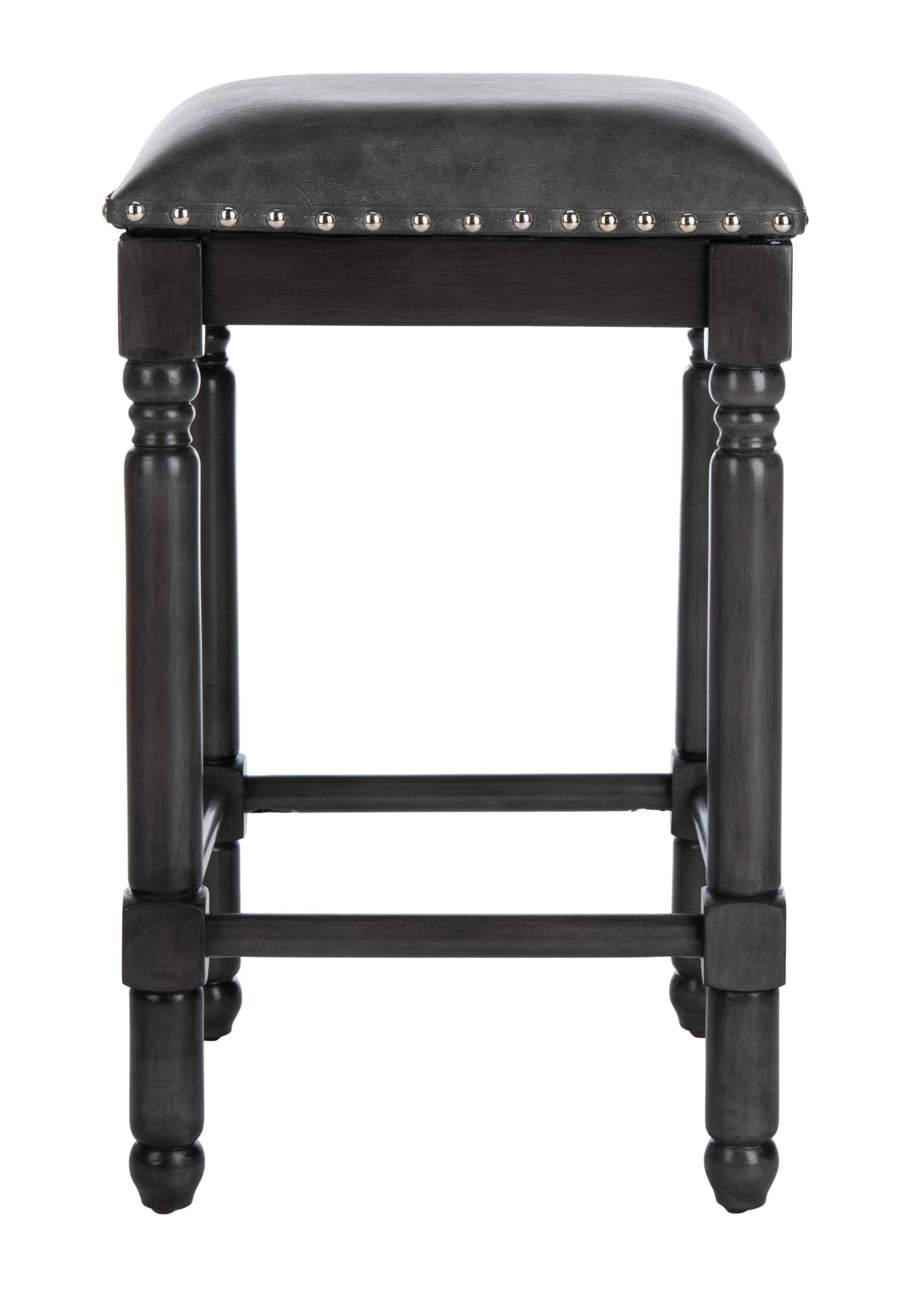 Safavieh Preston Counter Stool-Grey Pu/Grey Walnut (Set of 2)