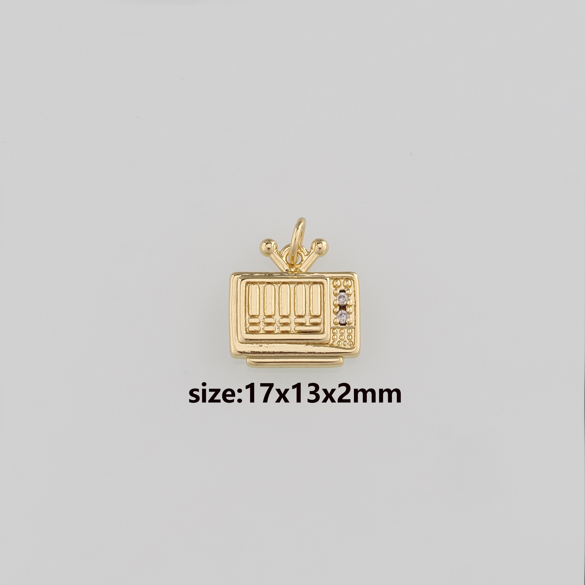 18K Gold Filled Radio Pendant,Dainty Radio Charm Earrings Necklace for DIY Jewelry Making Supply