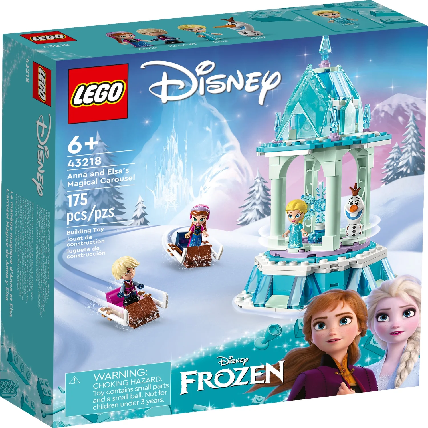 LEGO Disney Frozen Anna and Elsa’s Magical Carousel 43218 Ice Palace Building Toy Set with Disney Princess Elsa, Anna and Olaf, Great Birthday Gift for 6 Year Olds
