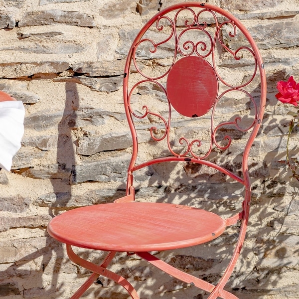 Three Piece Metal Bistro Set in Flamingo Pink
