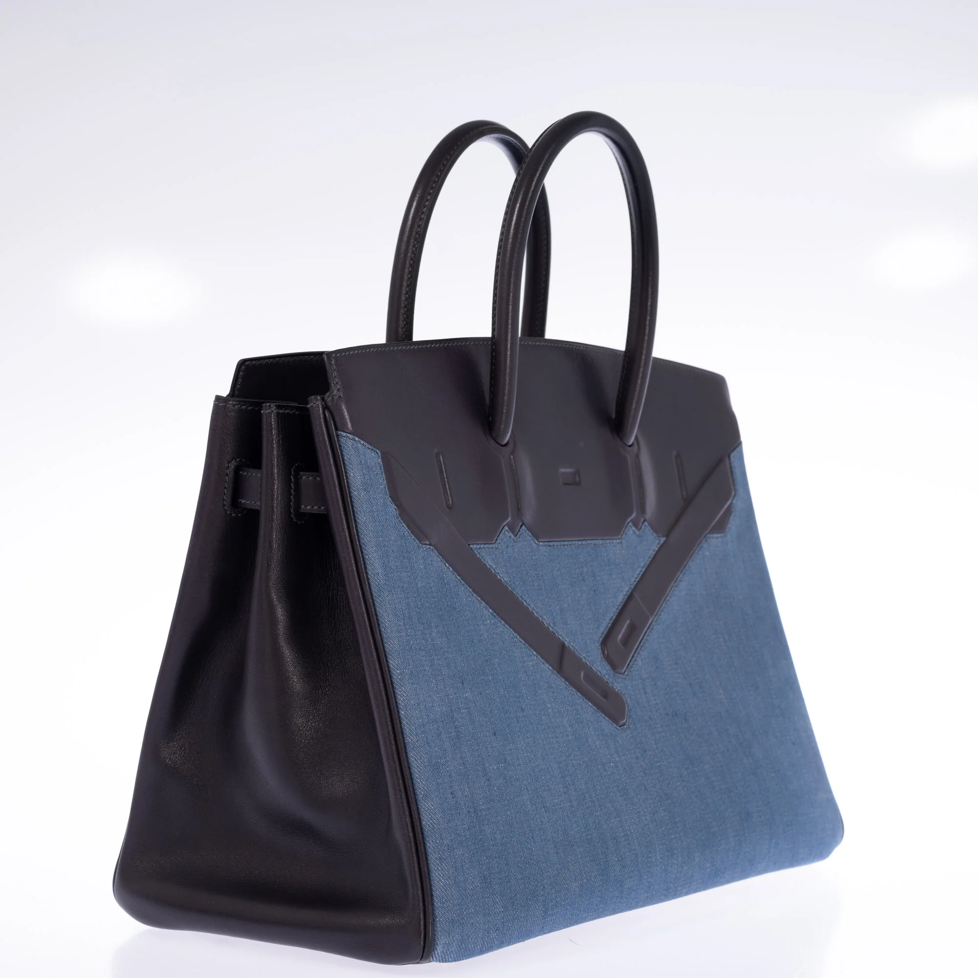 Hermès Birkin 35 Shadow Denim and Black Box Calf Leather
