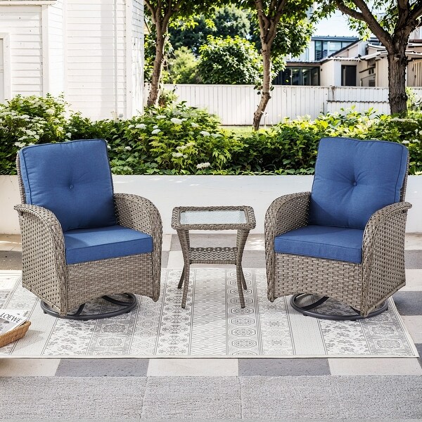 Pocassy Patio Swivel Rocker Chairs with Side Table