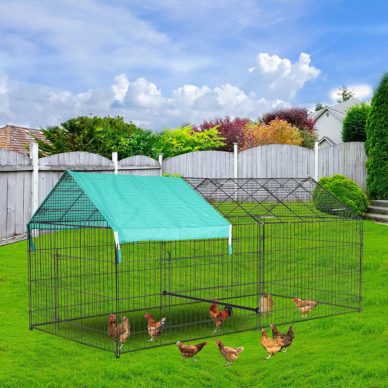 BestPet 87”×41” Large Metal Chicken Coop,Walk-in Poultry Cage Chicken Run Outdoor Duck Coop Chicken Pen Pet Playpen w/Door and Cover Rabbit Enclosure for Backyard Farm