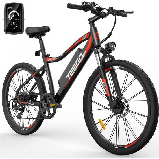 Electric Bikes for Adults Climber – 26’’ Electric Bicycle with Removable 48V/10.4Ah LG Cells Battery, 350W Electric Mountain Bike with 7 Speed Gears, Max 21MPH Ebike with Fork Suspension