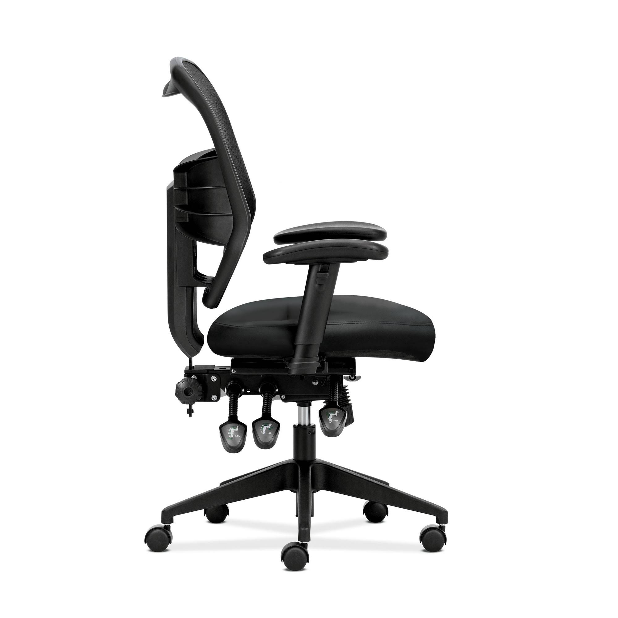 HON Prominent Leather Task Chair Computer Chair Mesh High-Back, Black